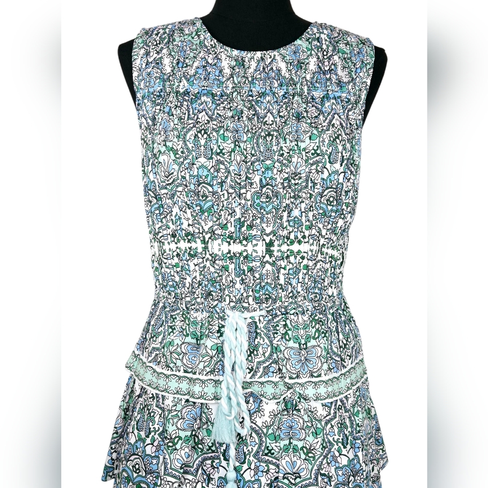 Shoshanna Blue Green Paisley Tiered Midi Dress - Picture 4 of 15